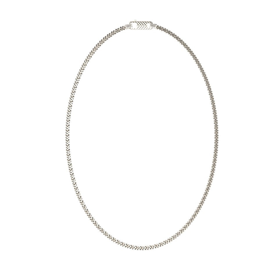 GUESS TEXTURED HOOK SILVER NECK CHAIN