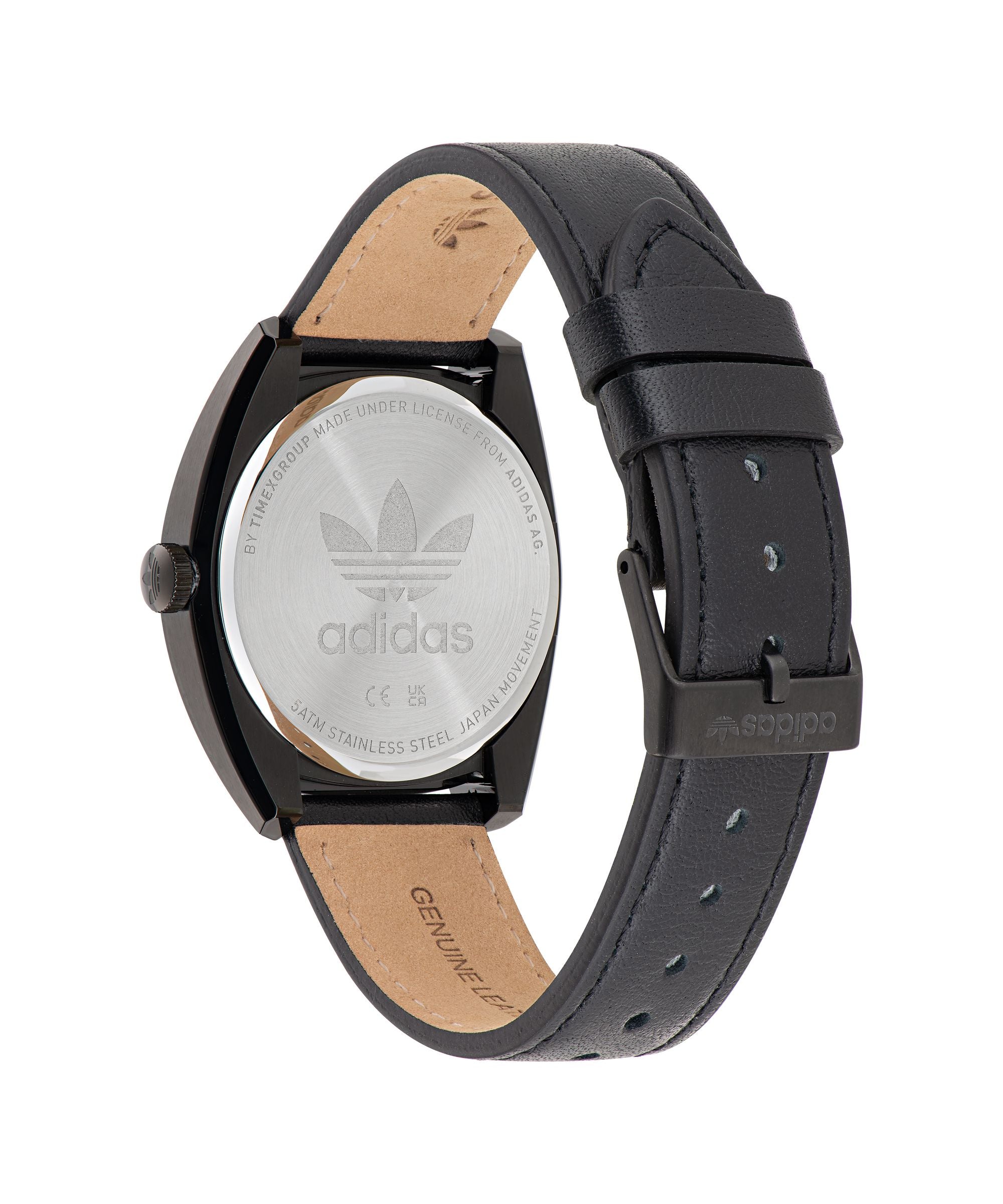 ADIDAS EDITION ONE WATCH WITH BLACK DIAL & LEATHER STRAP