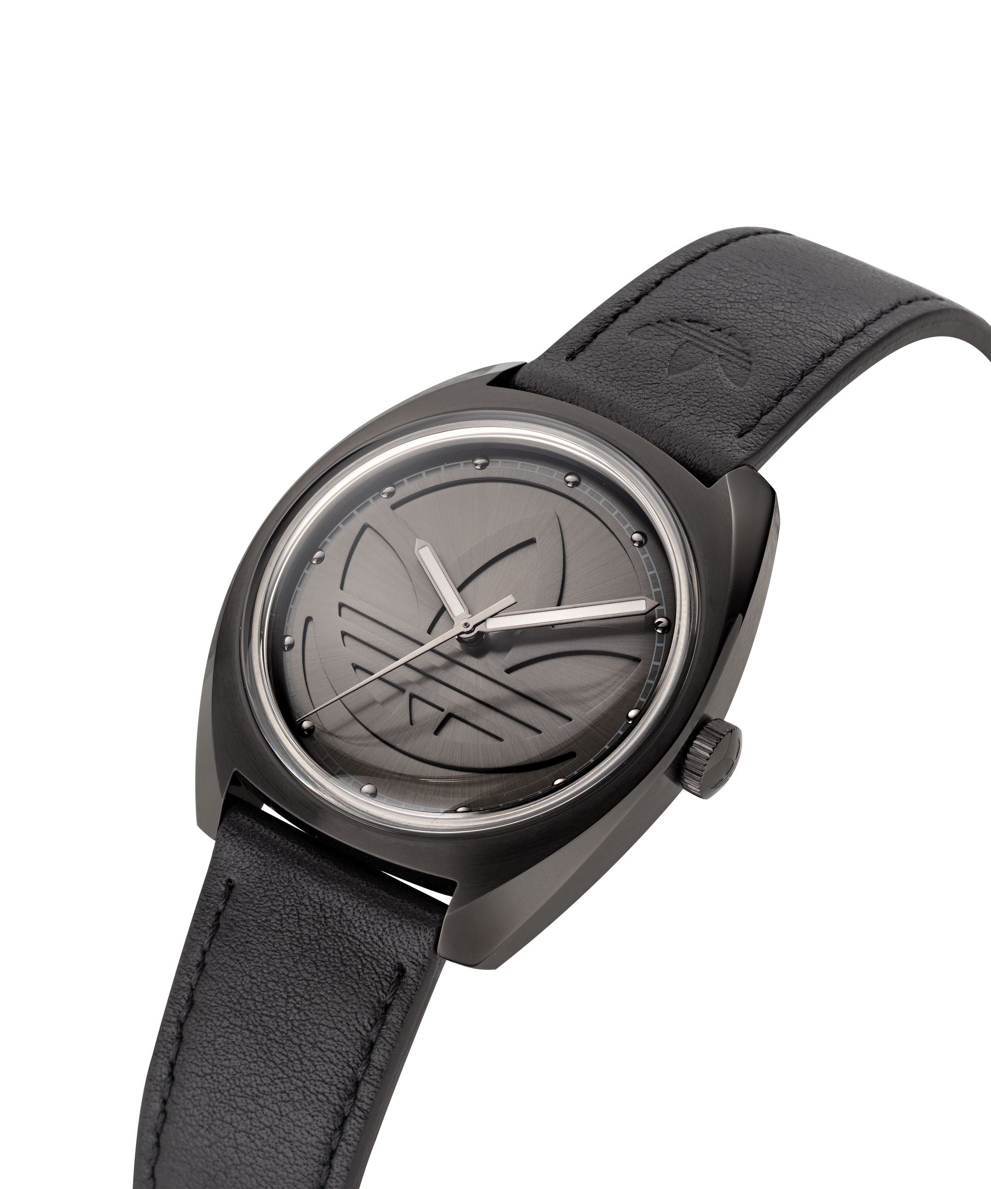 ADIDAS EDITION ONE WATCH WITH BLACK DIAL & LEATHER STRAP