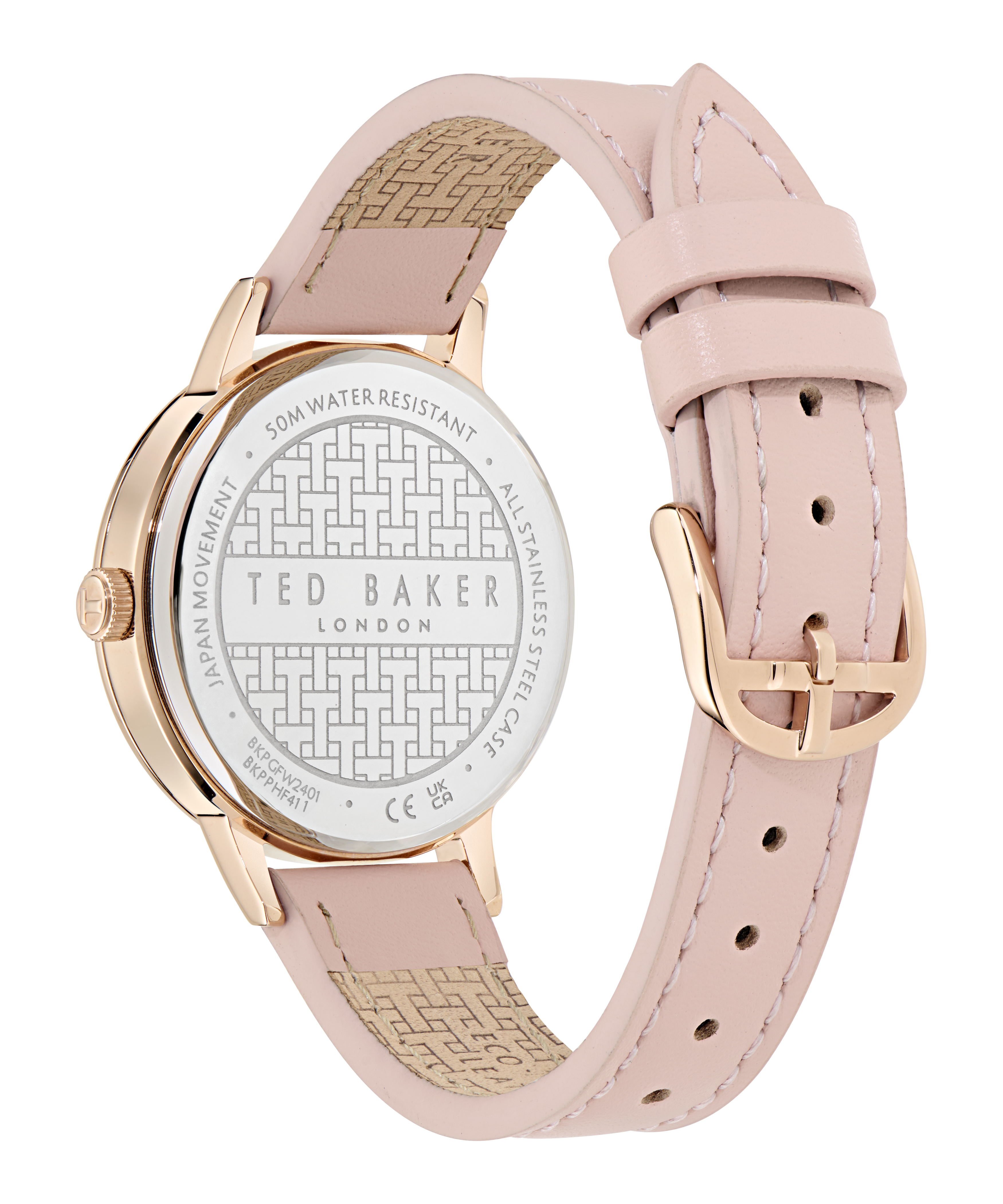 TED BAKER PHYLIPA PINK BOW LEATHER WATCH & BRACELET SET