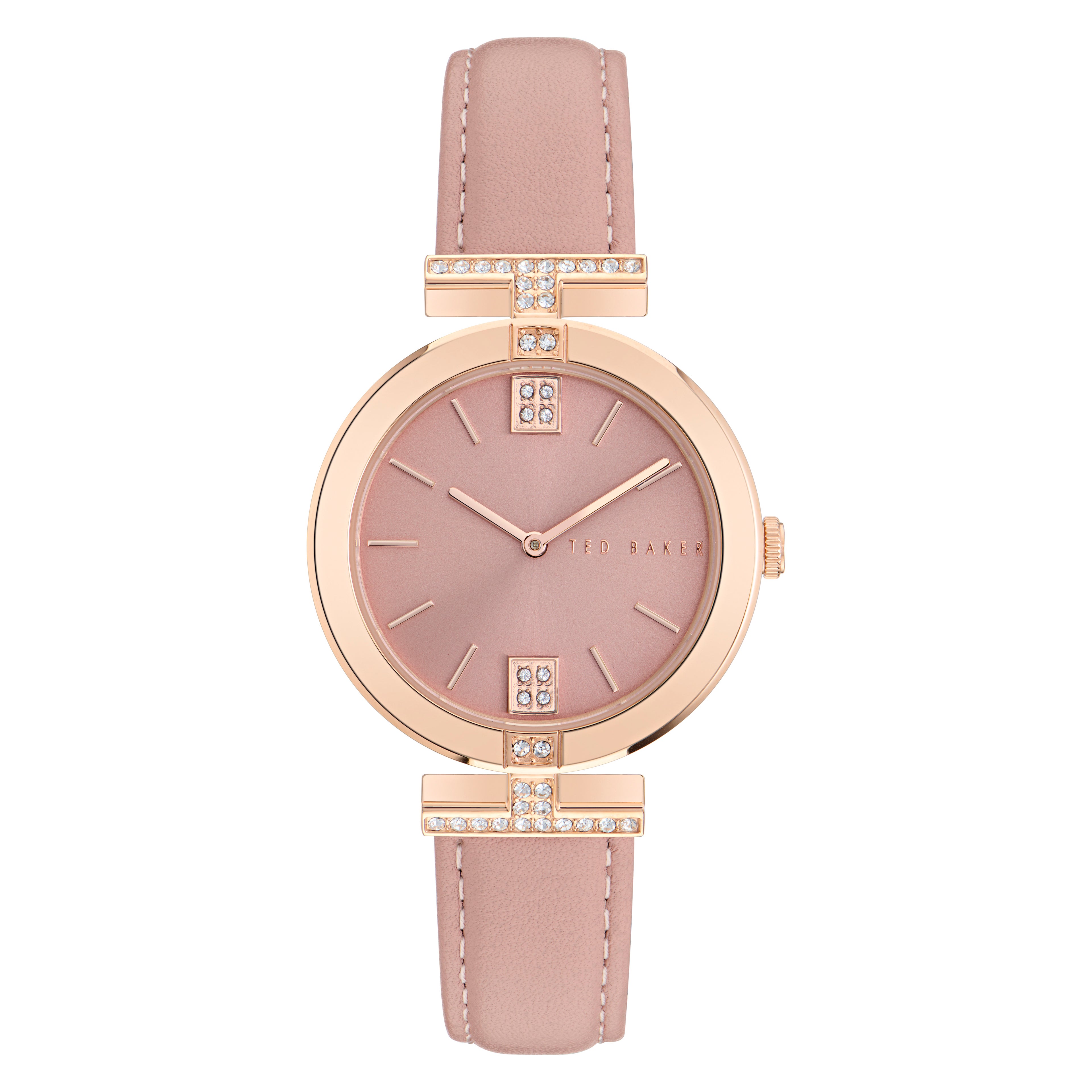 TED BAKER DARBEY PINK & ROSE-GOLD LEATHER WATCH