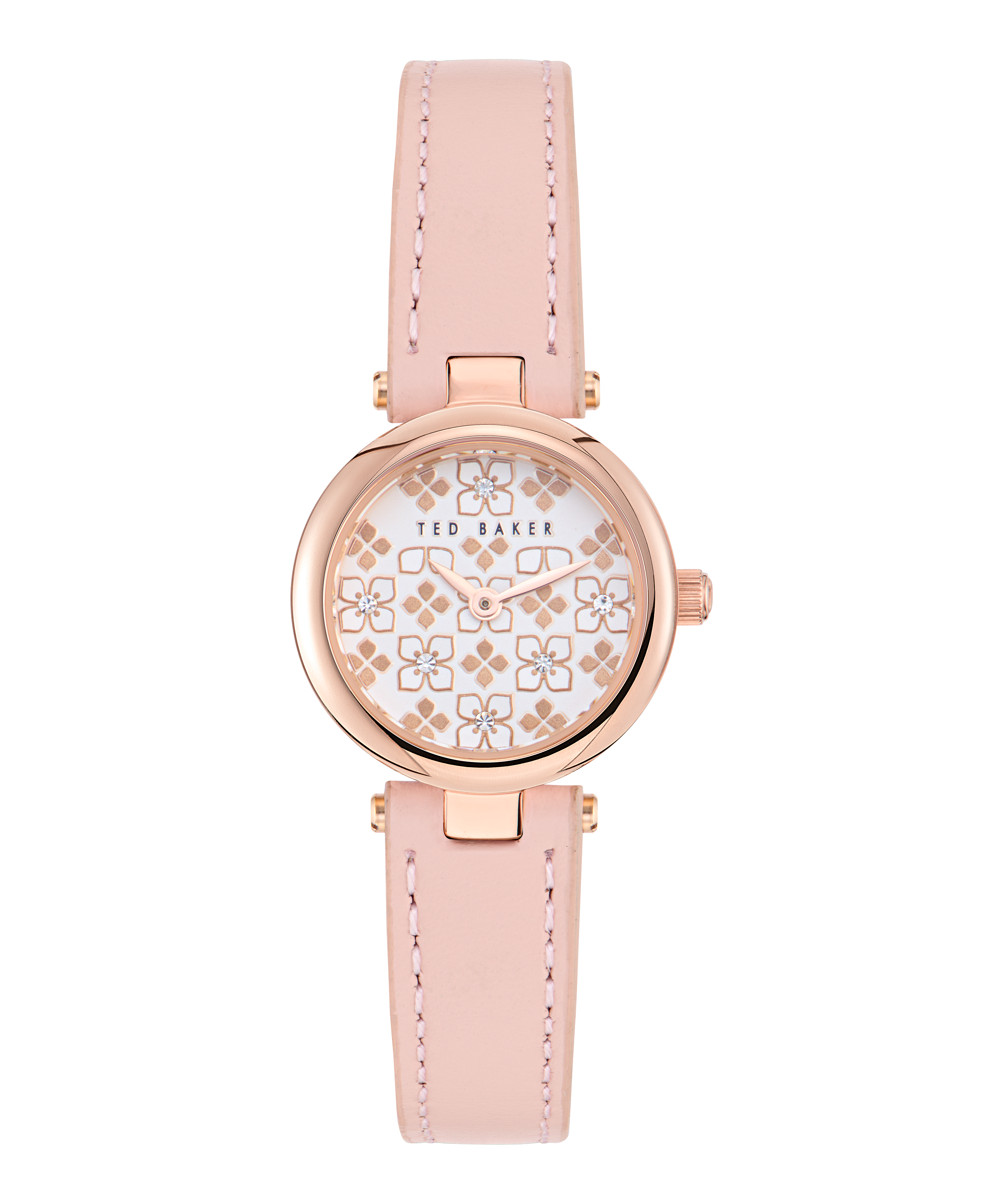 TED BAKER JOLYYE ROSE-GOLD & NUDE LEATHER WATCH