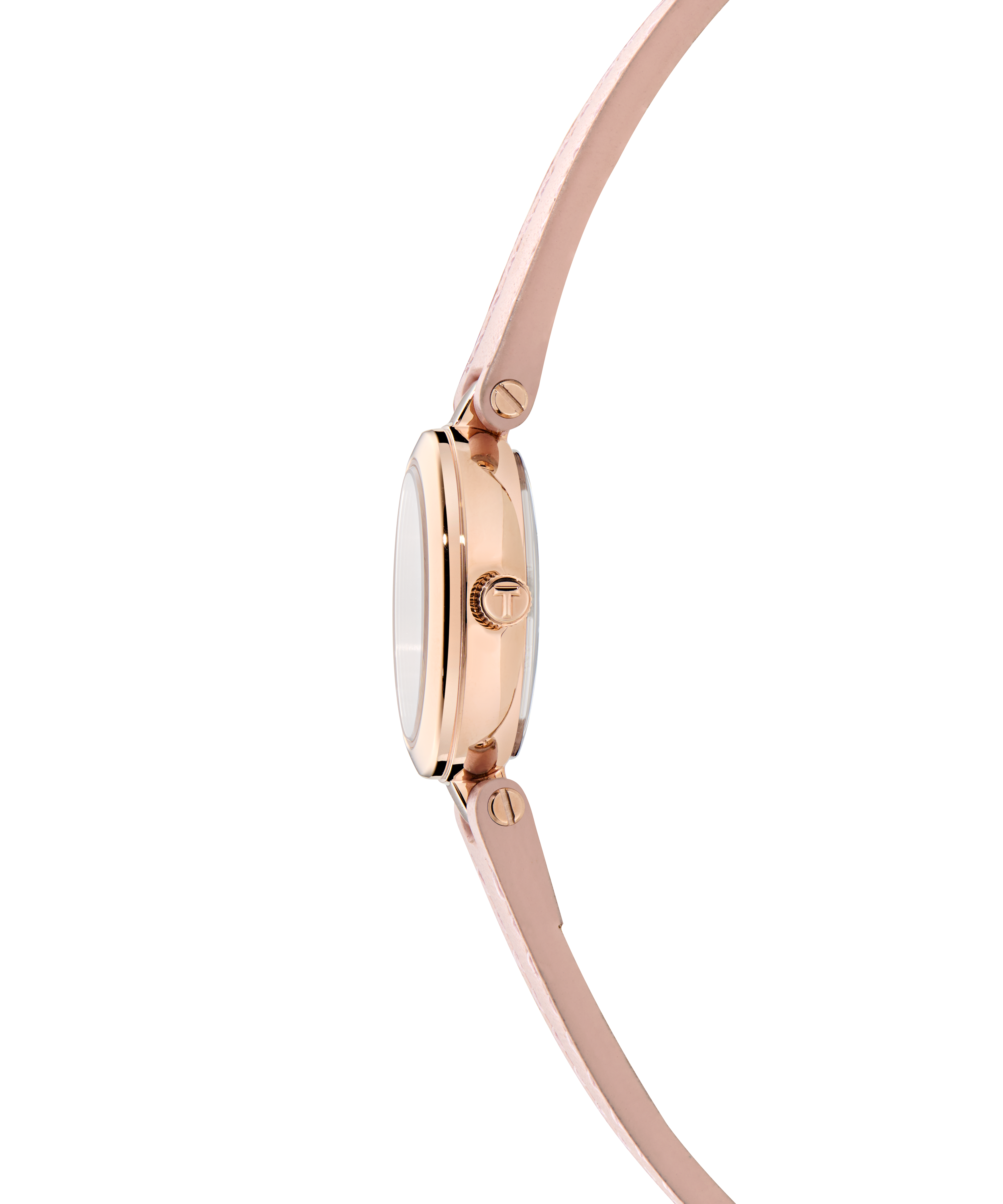 TED BAKER JOLYYE ROSE-GOLD & NUDE LEATHER WATCH