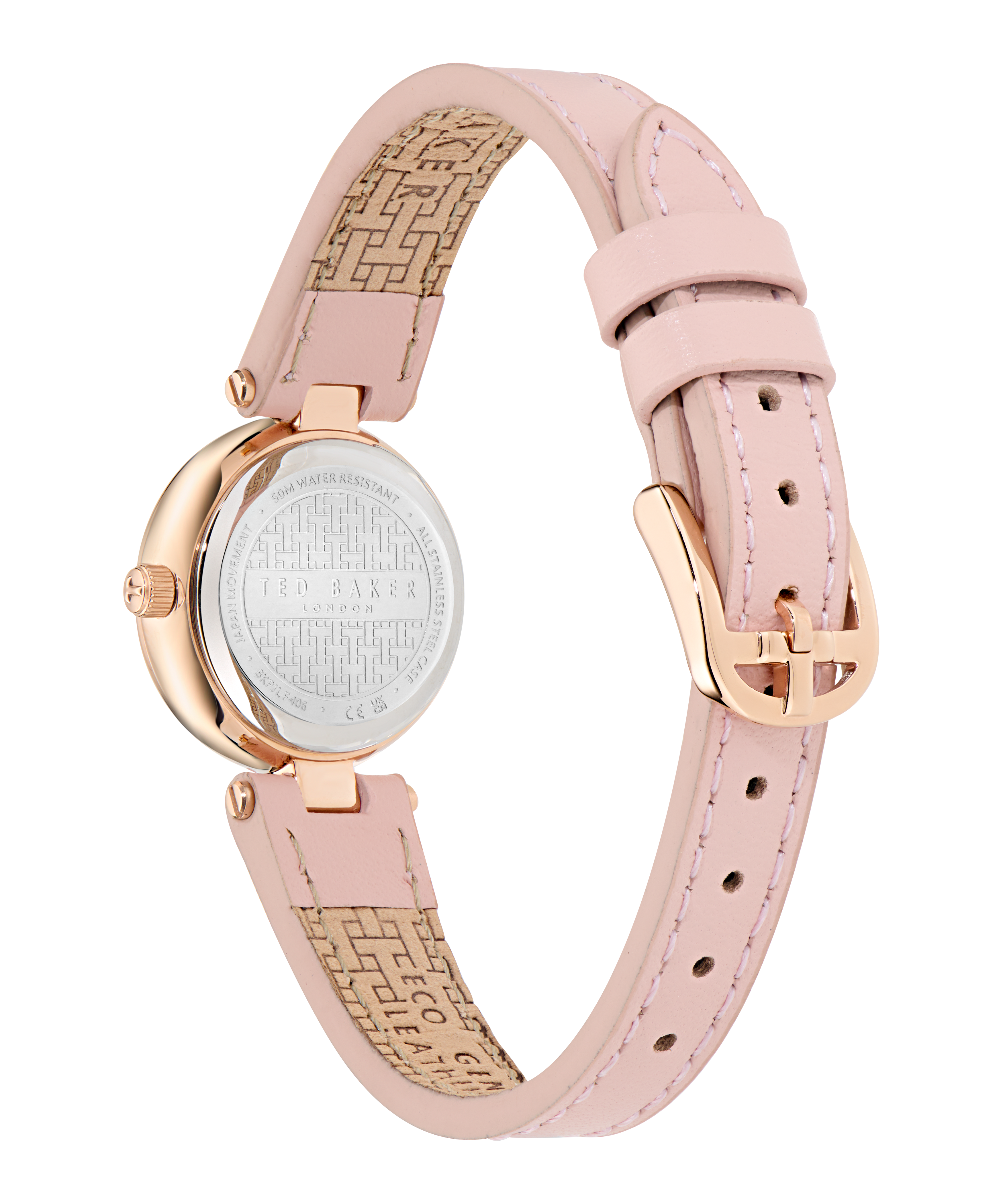 TED BAKER JOLYYE ROSE-GOLD & NUDE LEATHER WATCH