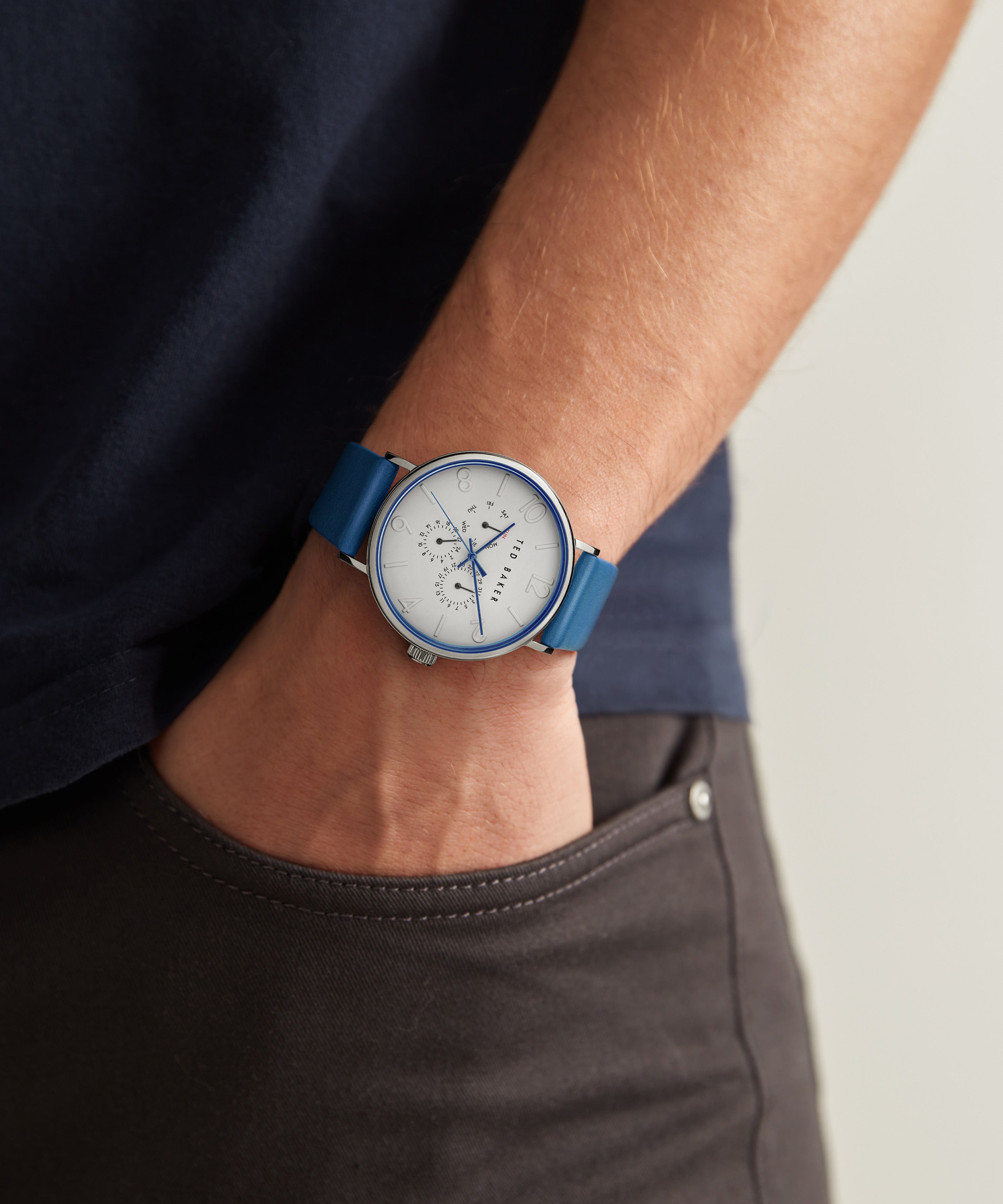 TED BAKER PHYLIPA GENTS BLUE LEATHER WATCH