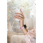 GUESS FRONTIER STRAP WITH STONES SILVER BUCKLE & PINK SILICONE STRAP