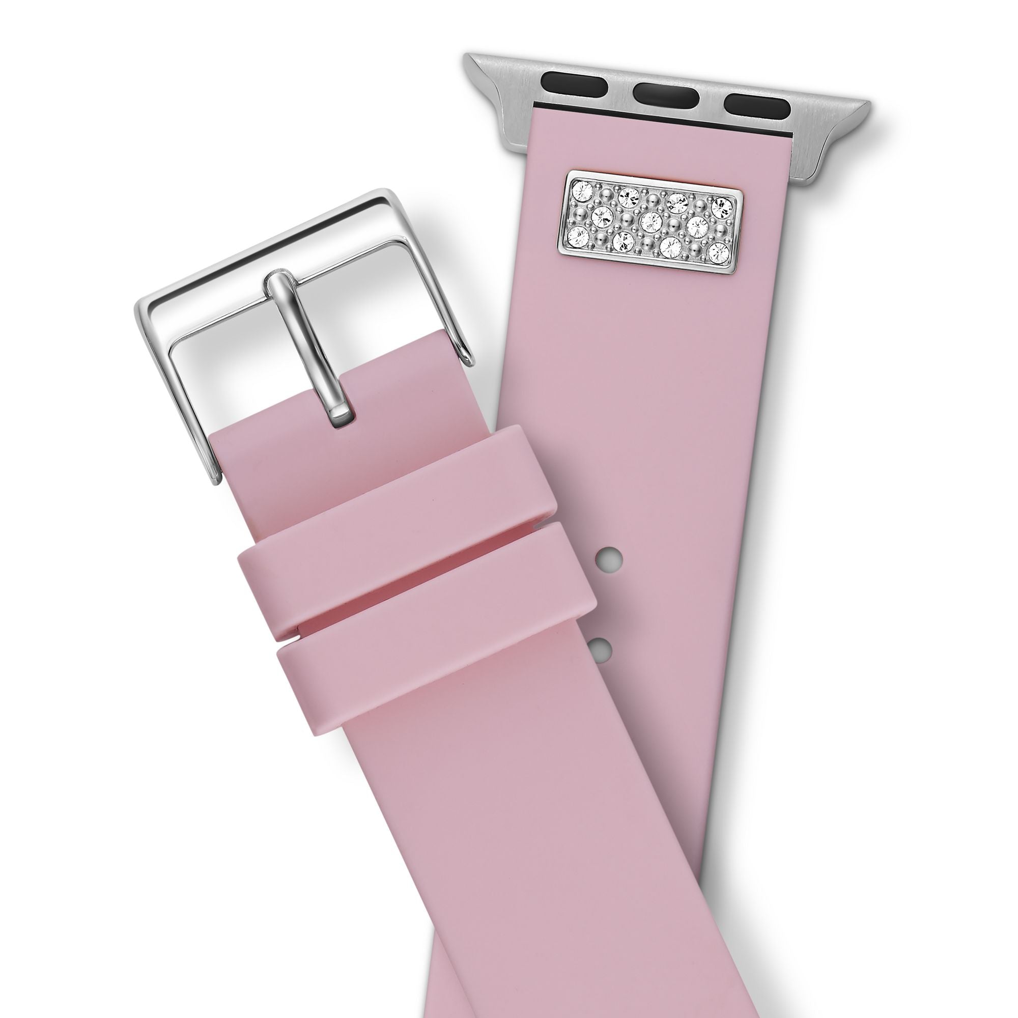 GUESS FRONTIER STRAP WITH STONES SILVER BUCKLE & PINK SILICONE STRAP