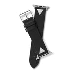 GUESS STRAP WITH SILVER TRIANGLE PLAQUE & BLACK LEATHER STRAP
