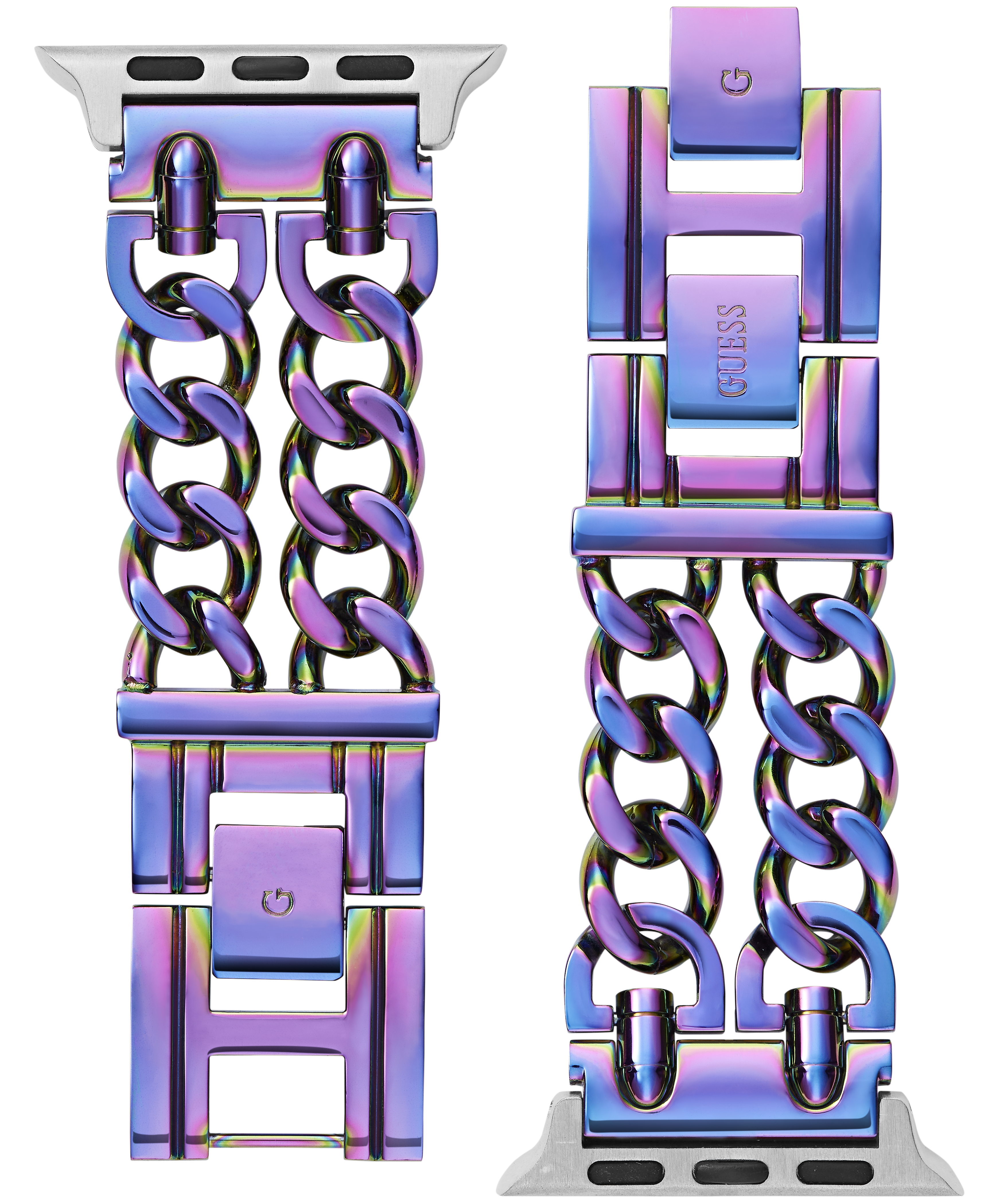 GUESS MOD HEAVY METAL IRIDESCENT DOUBLE BRACELET STRAP