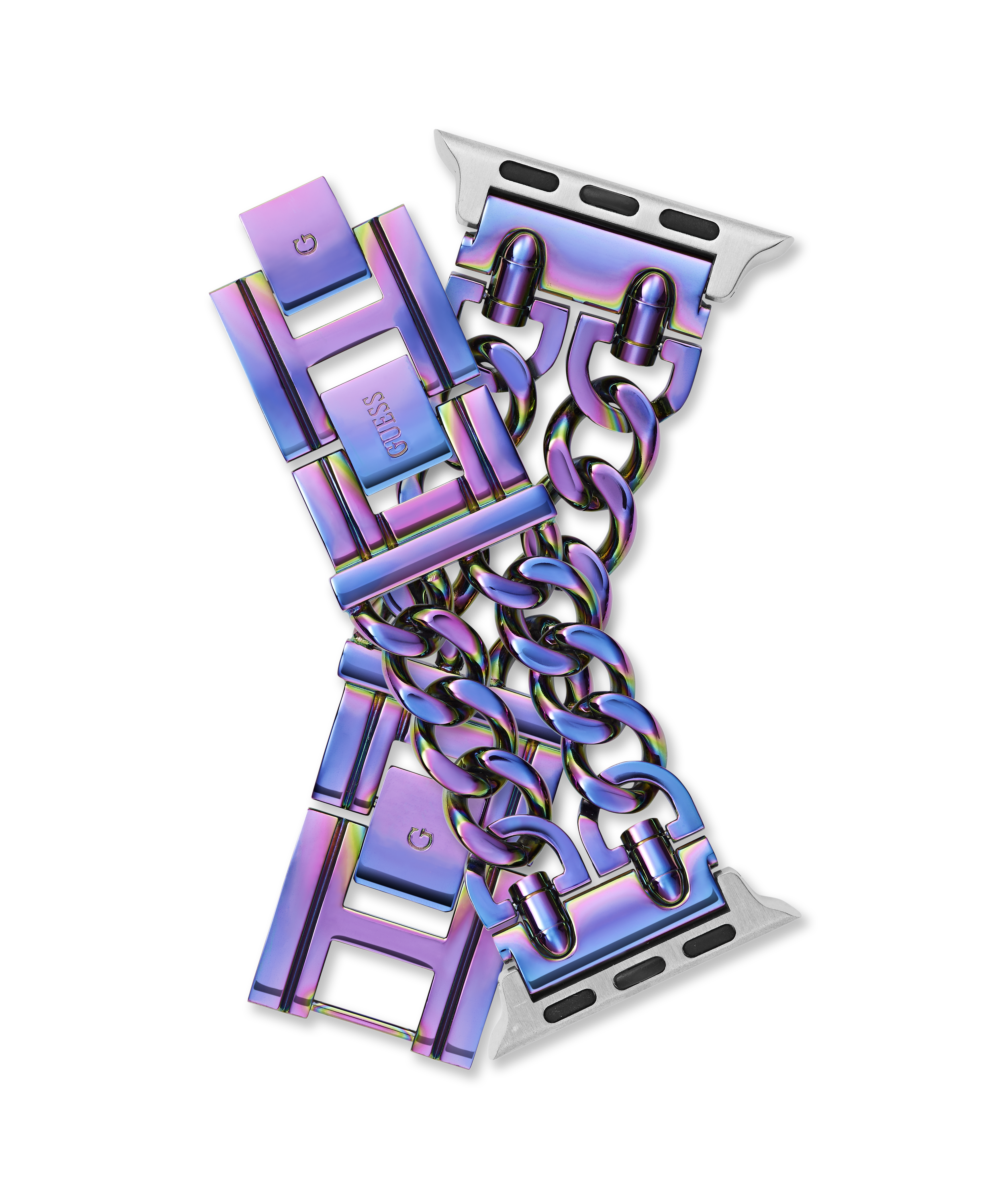 GUESS MOD HEAVY METAL IRIDESCENT DOUBLE BRACELET STRAP