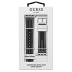 GUESS NYLON FLEX SILVER BUCKLE & WHITE STITCHED BLACK SILICONE STRAP