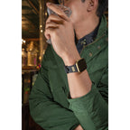 GUESS FRONTIER STRAP WITH STONES GOLD BUCKLE & BLACK SILICONE STRAP