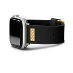 GUESS FRONTIER STRAP WITH STONES GOLD BUCKLE & BLACK SILICONE STRAP