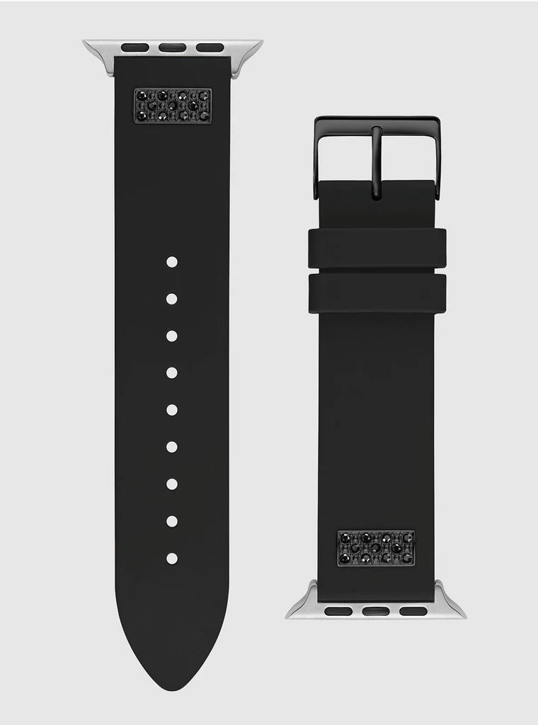 GUESS FRONTIER STRAP WITH STONES ON BLACK & BLACK SILICONE STRAP