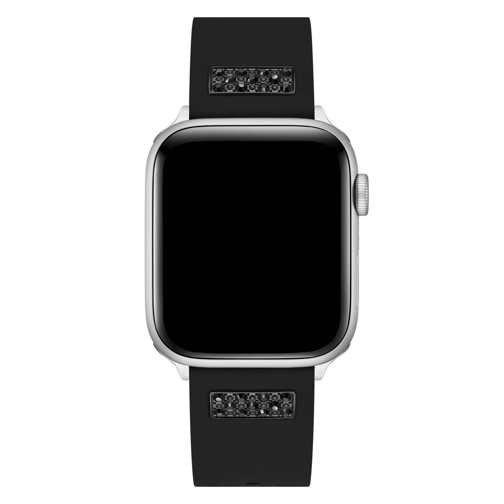 GUESS FRONTIER STRAP WITH STONES ON BLACK & BLACK SILICONE STRAP