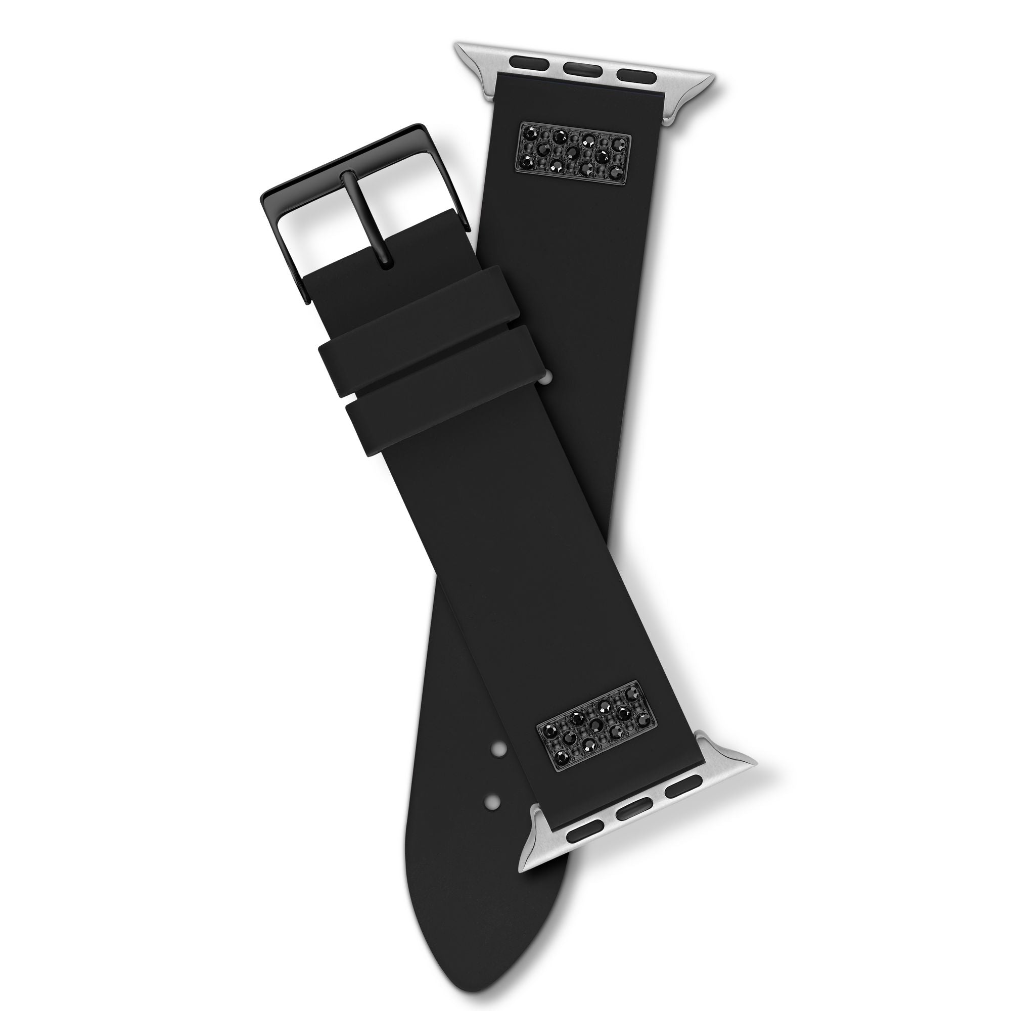 GUESS FRONTIER STRAP WITH STONES ON BLACK & BLACK SILICONE STRAP