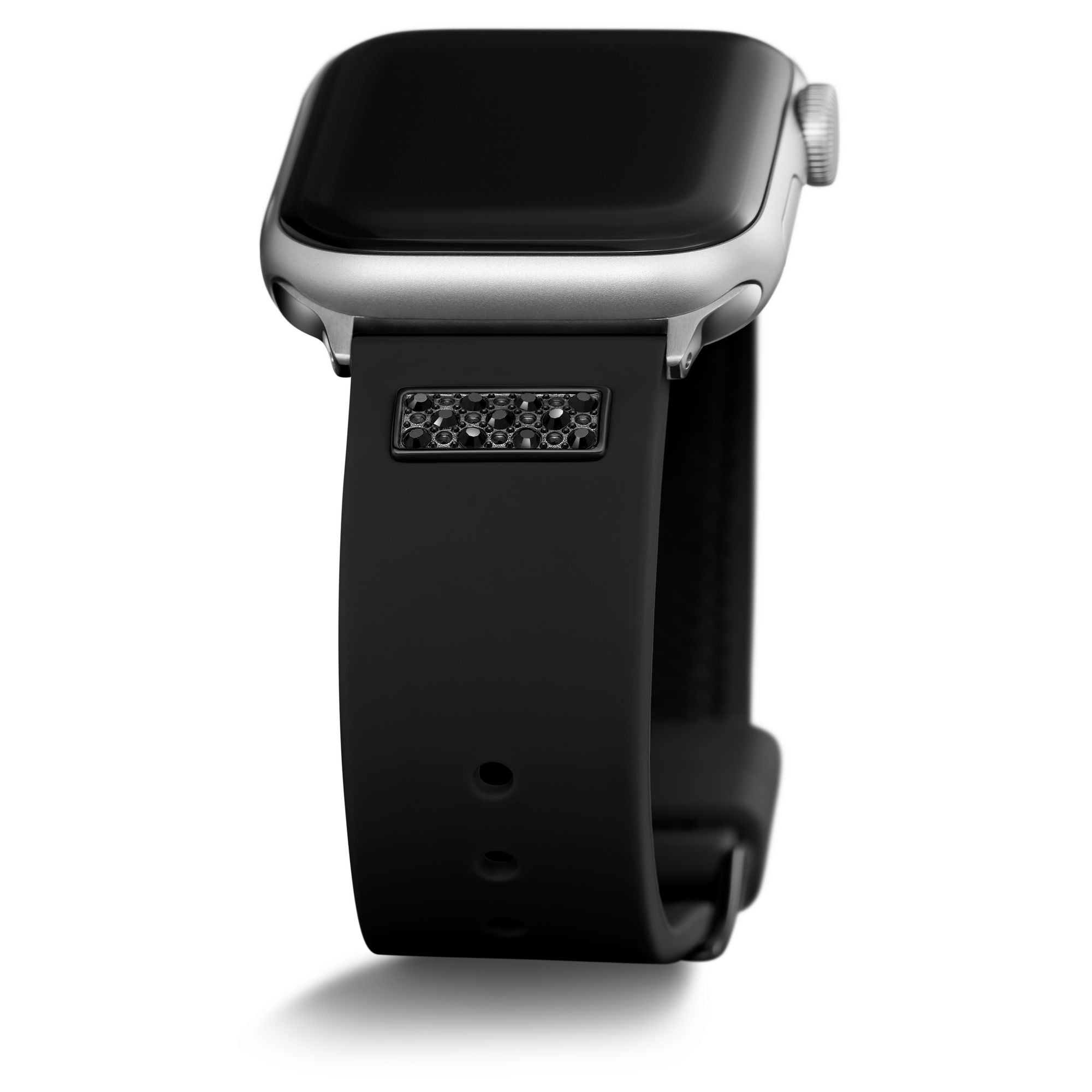 GUESS FRONTIER STRAP WITH STONES ON BLACK & BLACK SILICONE STRAP