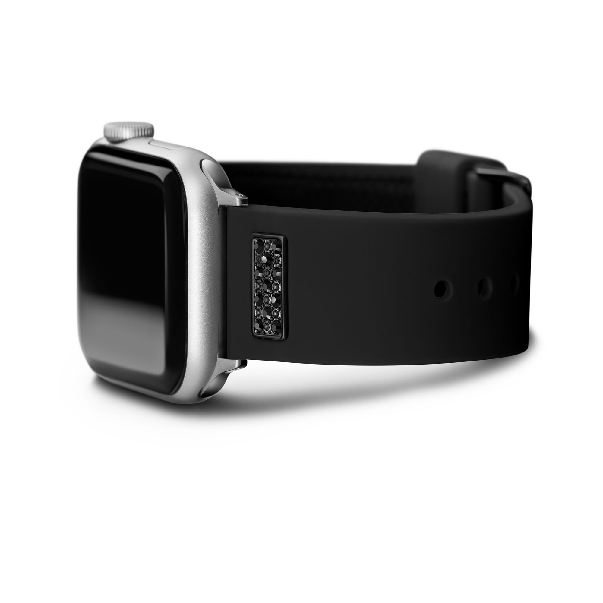 GUESS FRONTIER STRAP WITH STONES ON BLACK & BLACK SILICONE STRAP