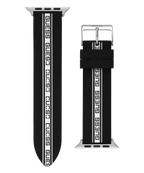 GUESS STRAP WITH BLACK & WHITE LOGO ON SILICONE BLACK STRAP