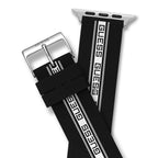 GUESS STRAP WITH BLACK & WHITE LOGO ON SILICONE BLACK STRAP