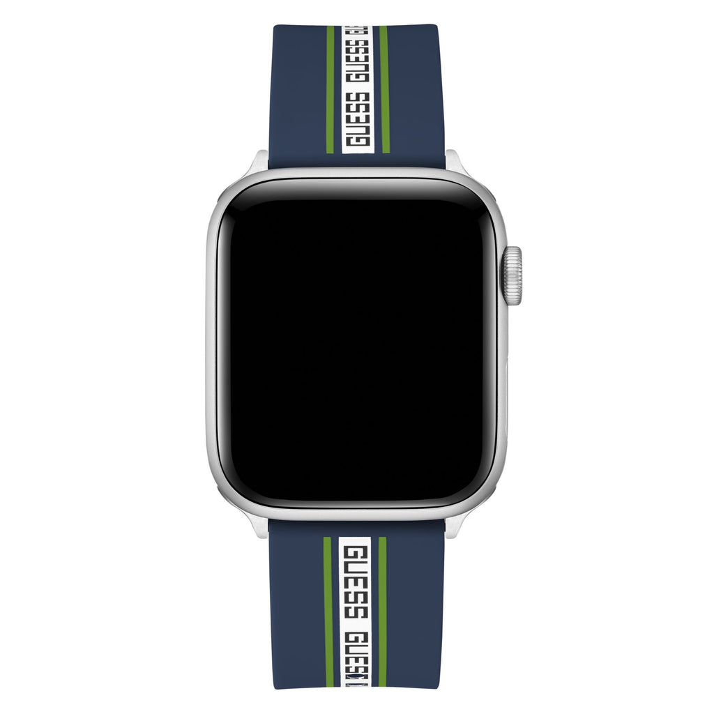 GUESS NAVY & WHITE LOGO SILICONE BLUE STRAP