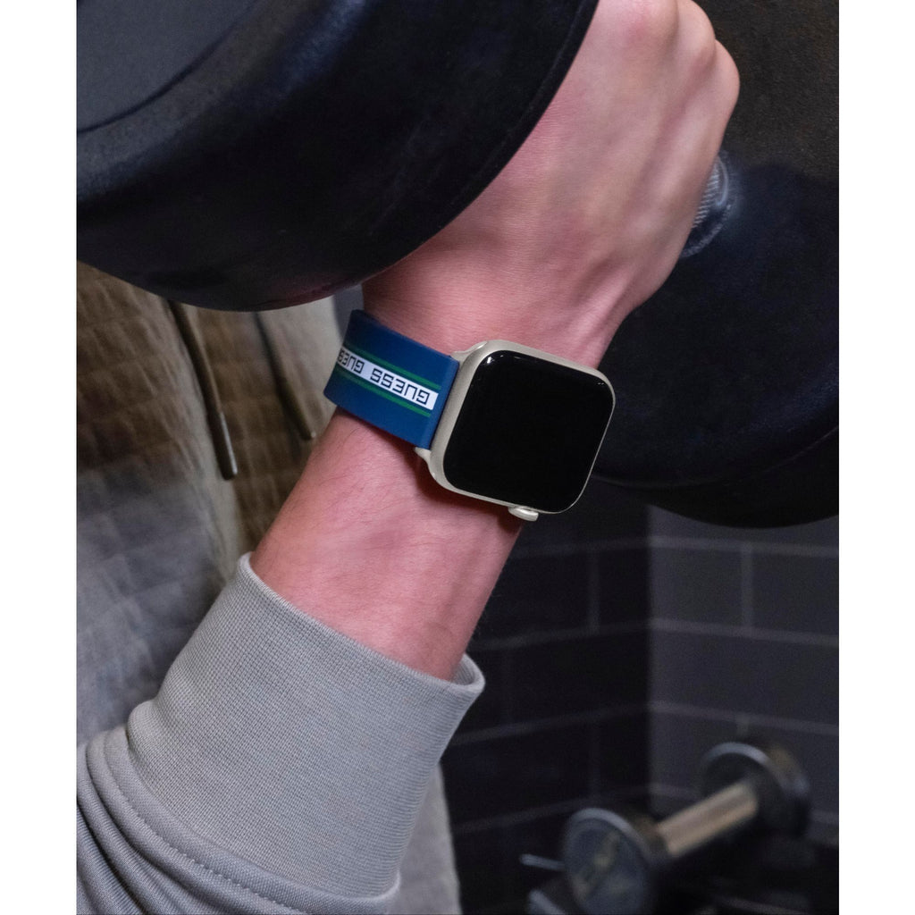 GUESS NAVY & WHITE LOGO SILICONE BLUE STRAP