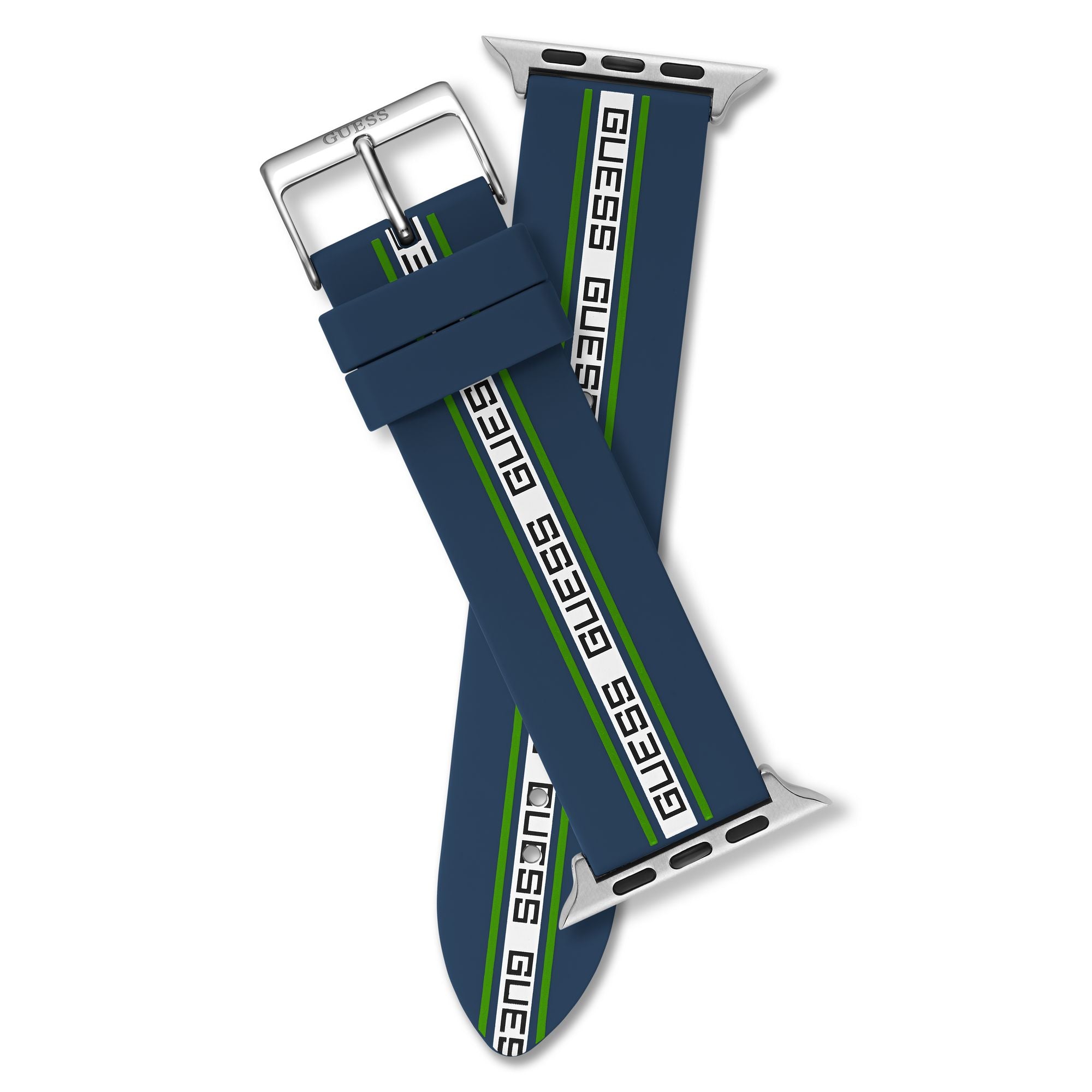 GUESS NAVY & WHITE LOGO SILICONE BLUE STRAP