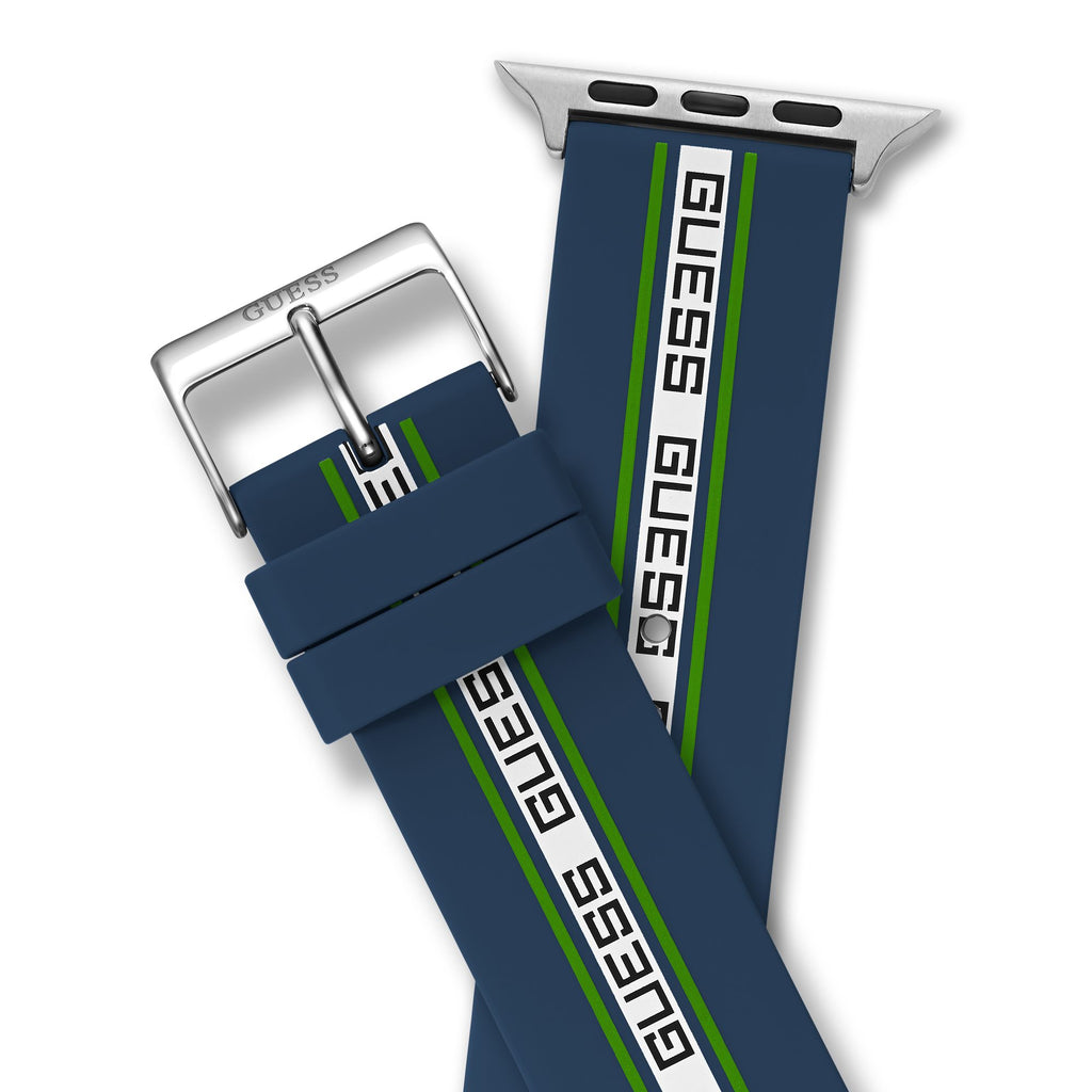 GUESS NAVY & WHITE LOGO SILICONE BLUE STRAP