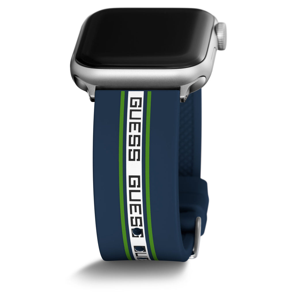 GUESS NAVY & WHITE LOGO SILICONE BLUE STRAP