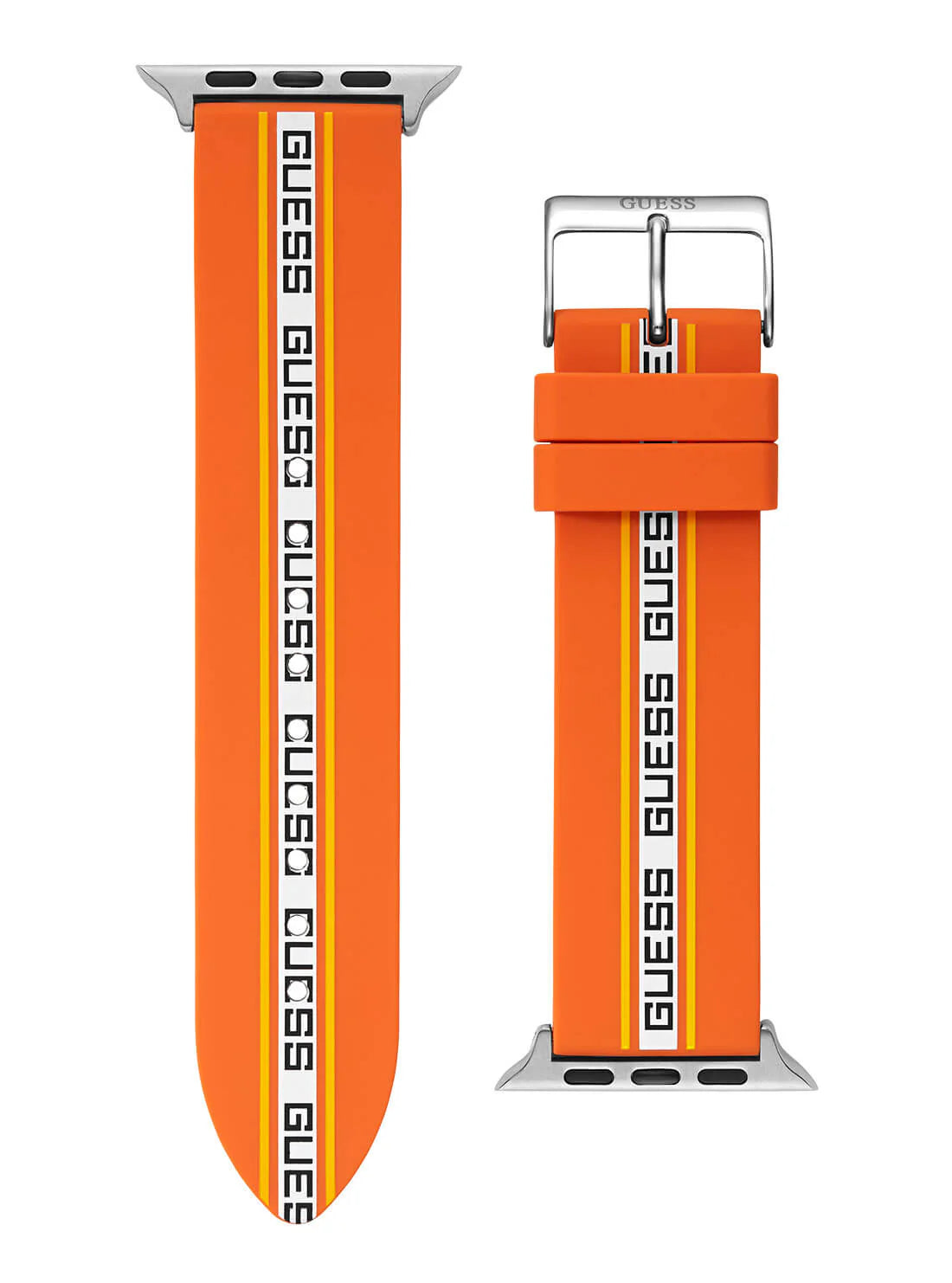 GUESS ORANGE WHITE & BLACK LOGO SILICONE STRAP