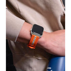 GUESS ORANGE WHITE & BLACK LOGO SILICONE STRAP
