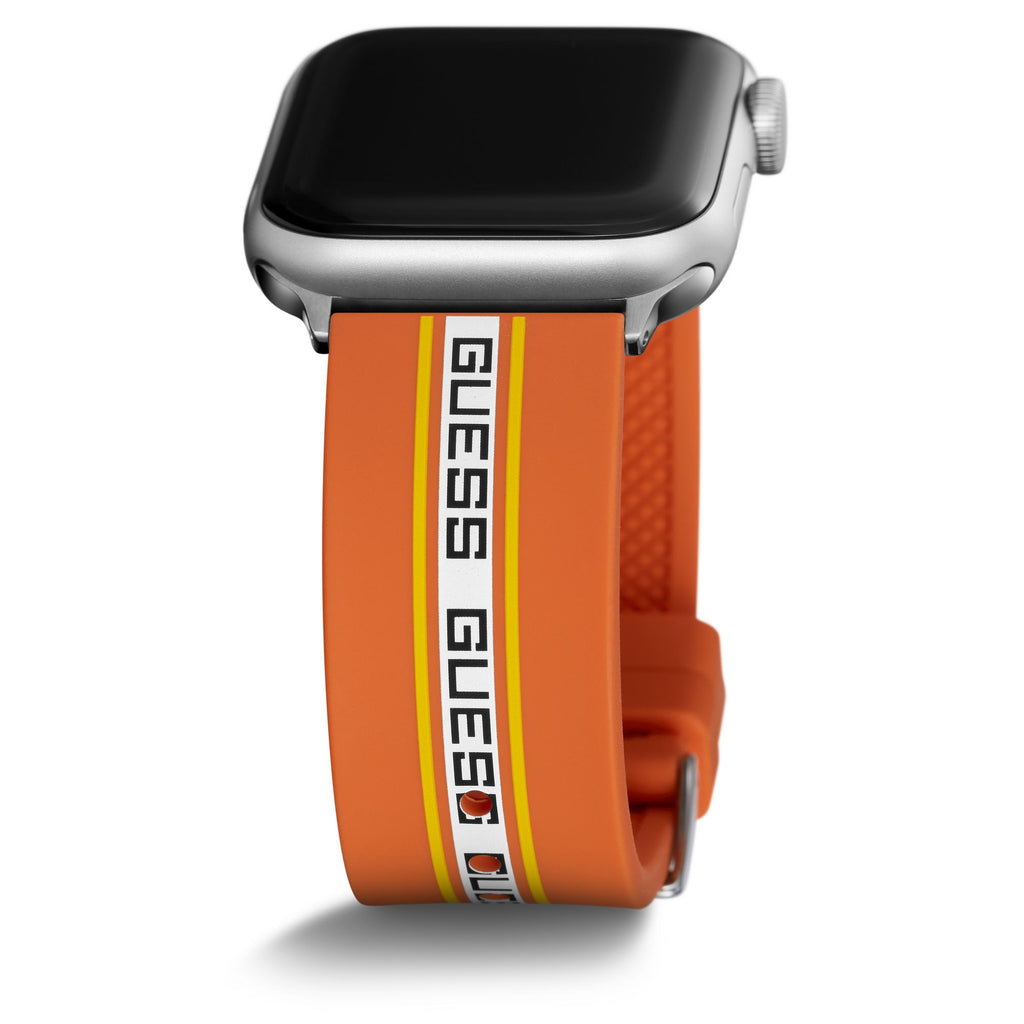 GUESS ORANGE WHITE & BLACK LOGO SILICONE STRAP