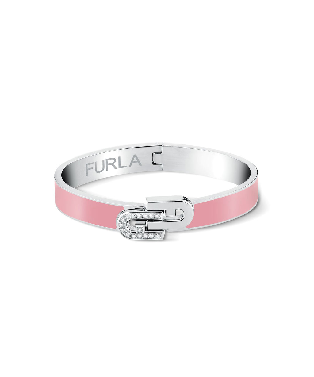 FURLA PINK ENAMEL SILVER BANGLE