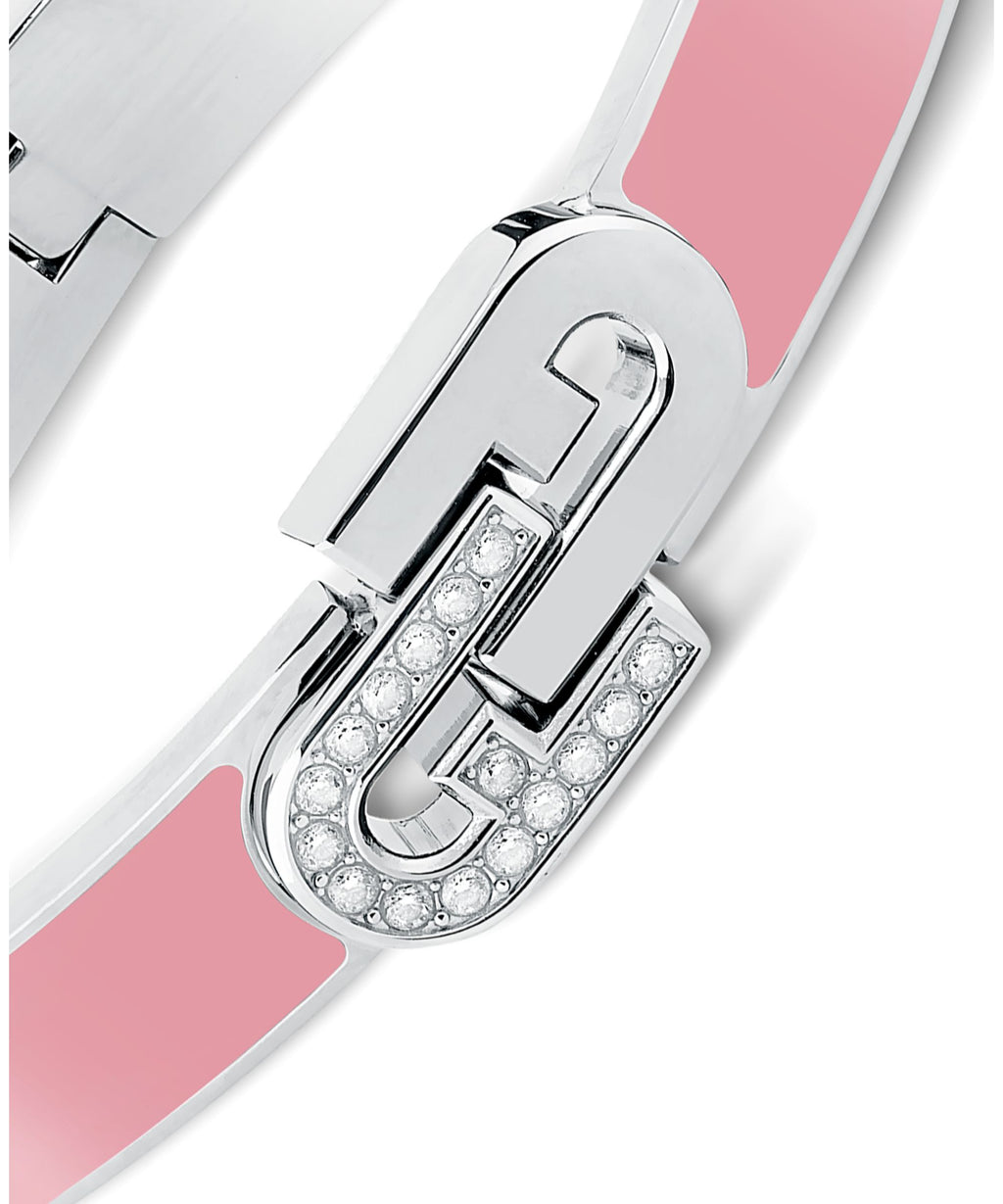 FURLA PINK ENAMEL SILVER BANGLE