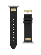 GUESS FRONTIER WATCH STRAP WITH STONES GOLD BUCKLE & BLACK SILICONE STRAP