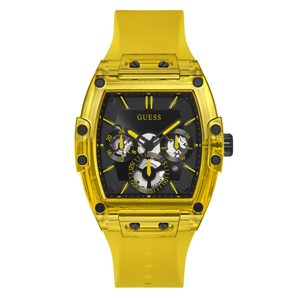 GUESS PHOENIX YELLOW & BLACK SILICONE WATCH