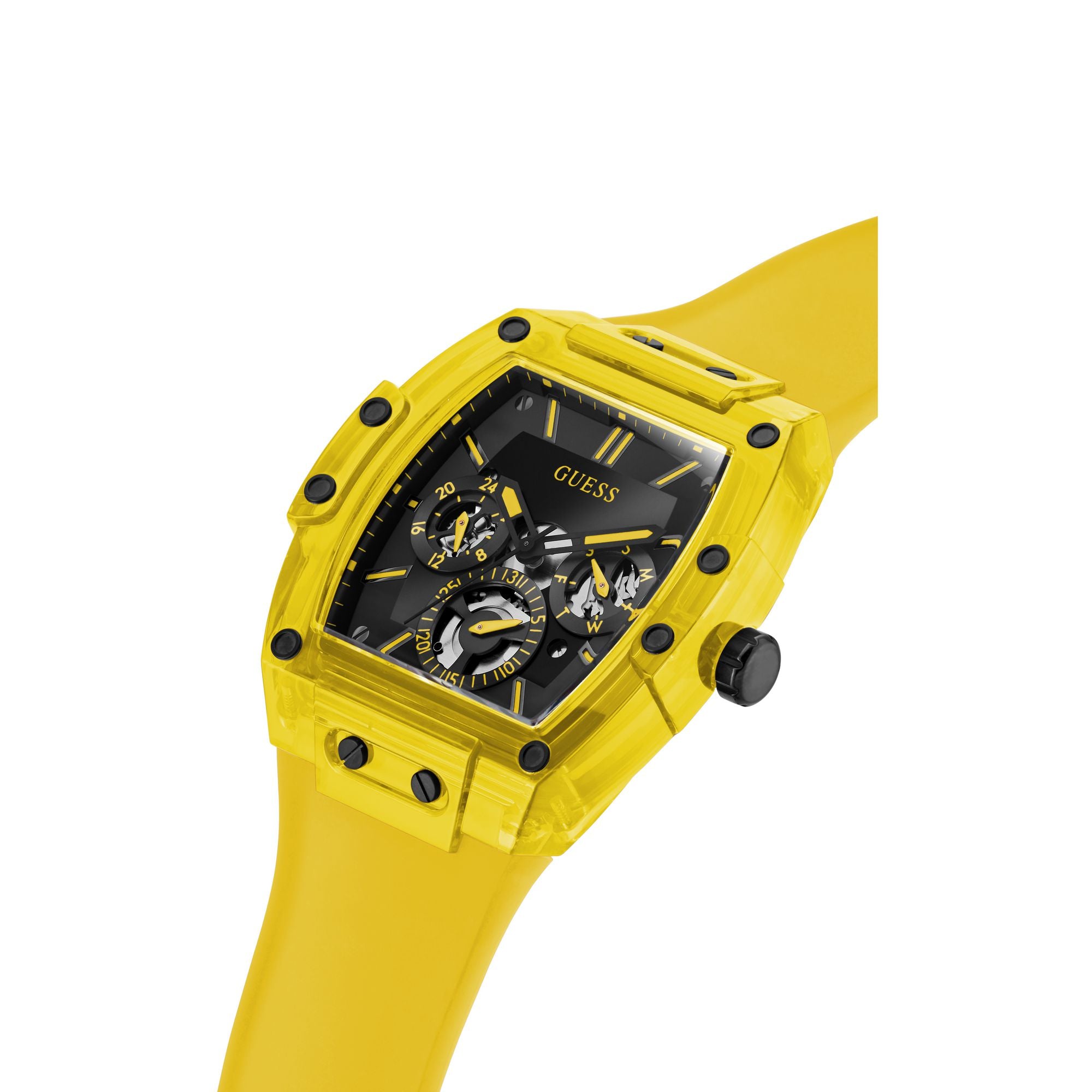 GUESS PHOENIX YELLOW & BLACK SILICONE WATCH