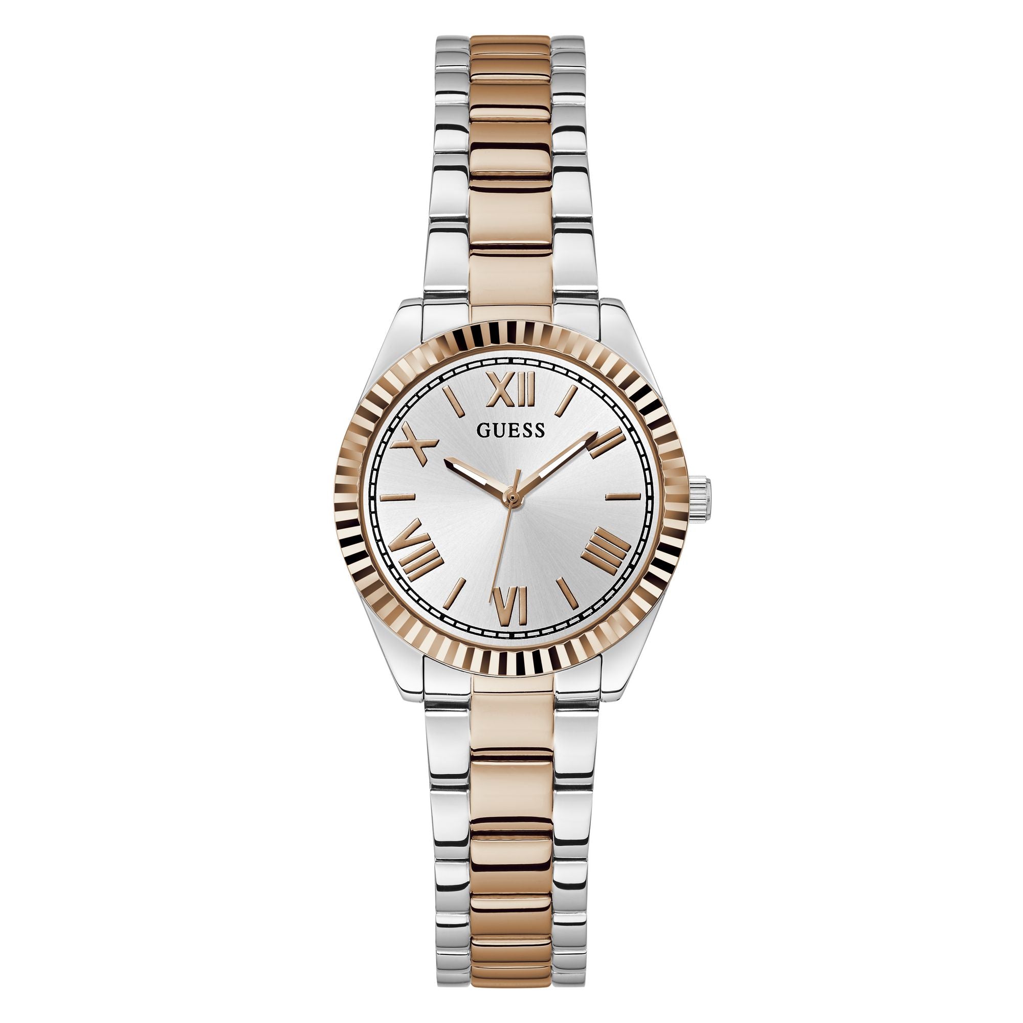 GUESS MINI LUNA 2 TONED ROSE GOLD & SILVER BRACELET WATCH