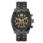 GUESS RESISTANCE BLACK & GOLD DIAL BLACK BRACELET WATCH