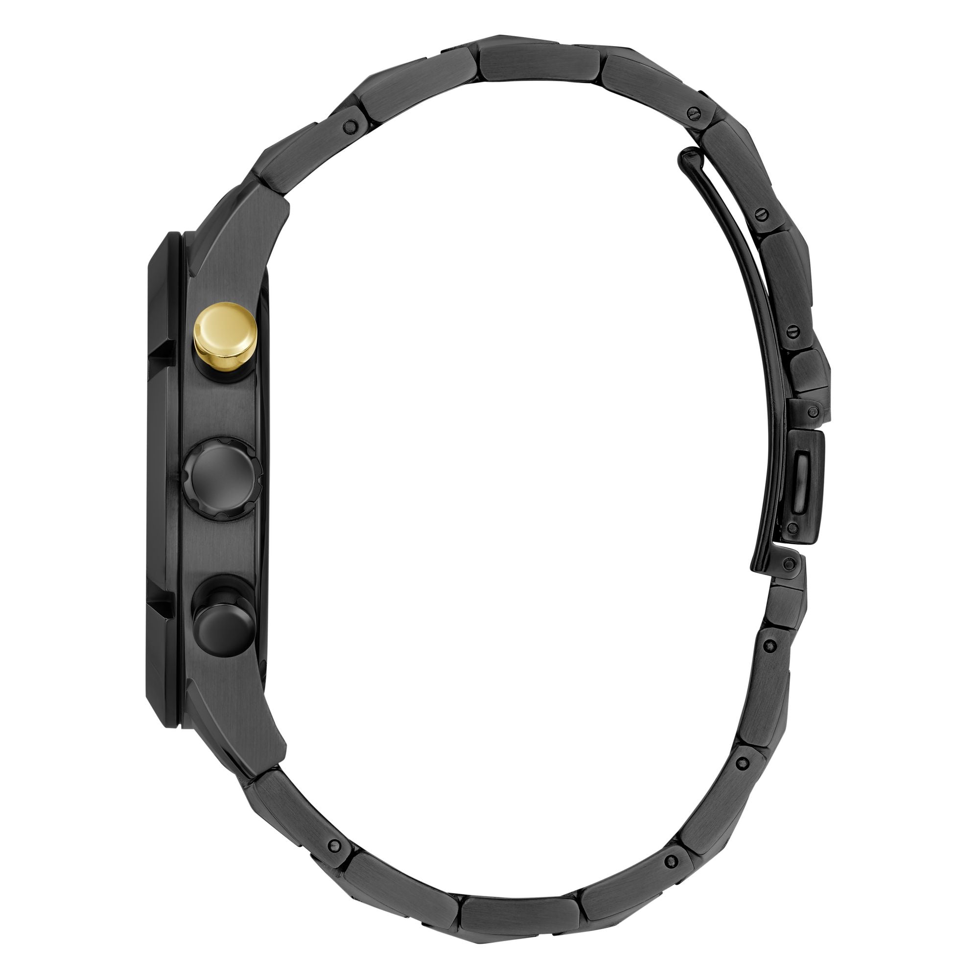 GUESS RESISTANCE BLACK & GOLD DIAL BLACK BRACELET WATCH