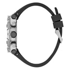 GUESS IGNITE SILVER CASE & BLACK SILICONE STRAP WATCH