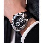 GUESS IGNITE SILVER CASE & BLACK SILICONE STRAP WATCH