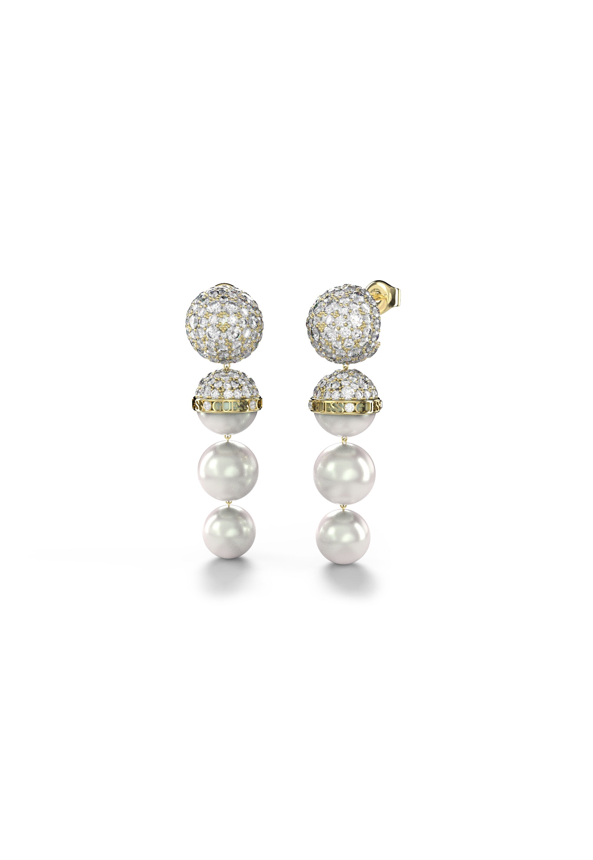 GUESS MOTHER OF PEARL & CRYSTAL EARRINGS