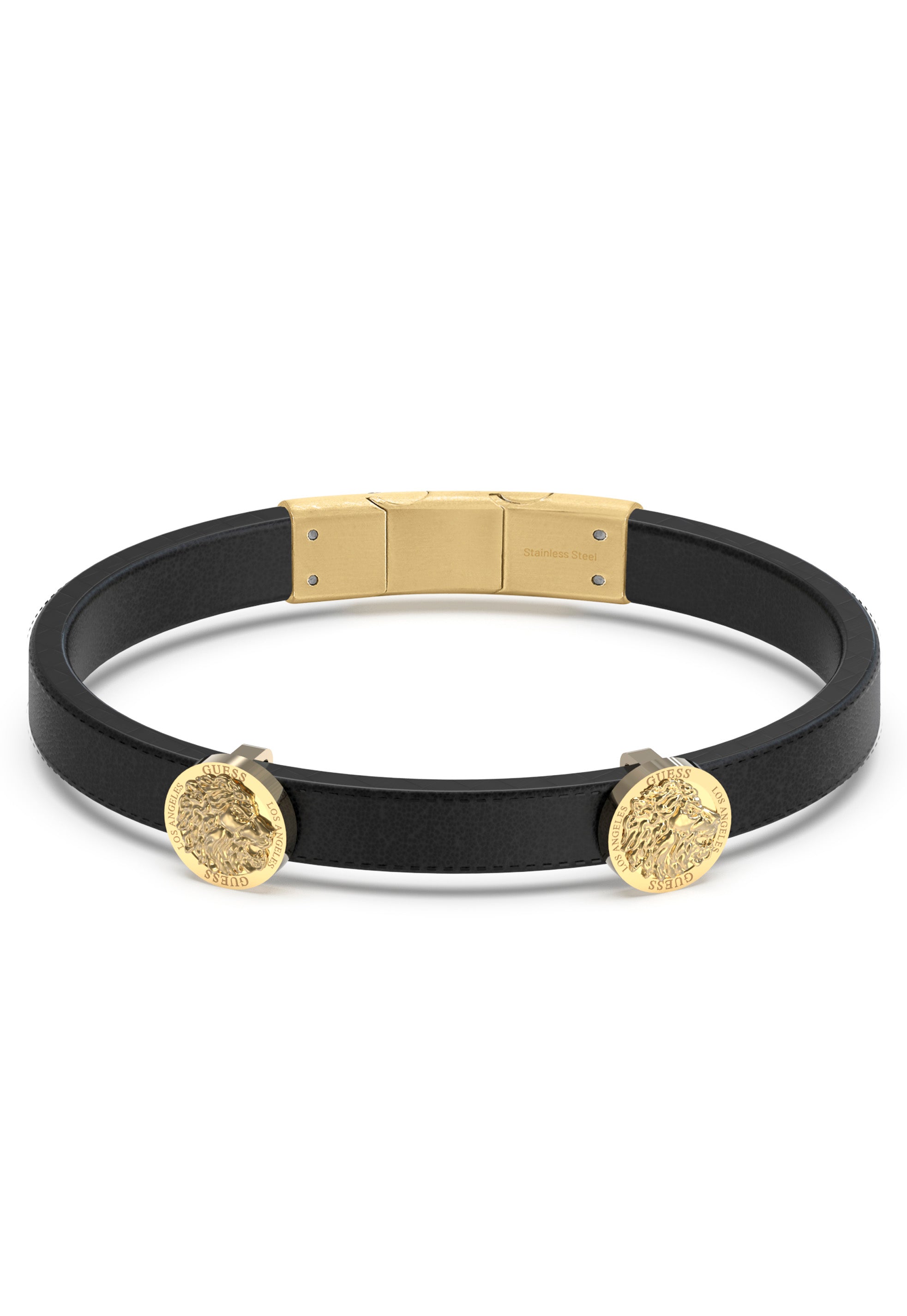 GUESS BLACK & GOLD LION COIN BRACELET