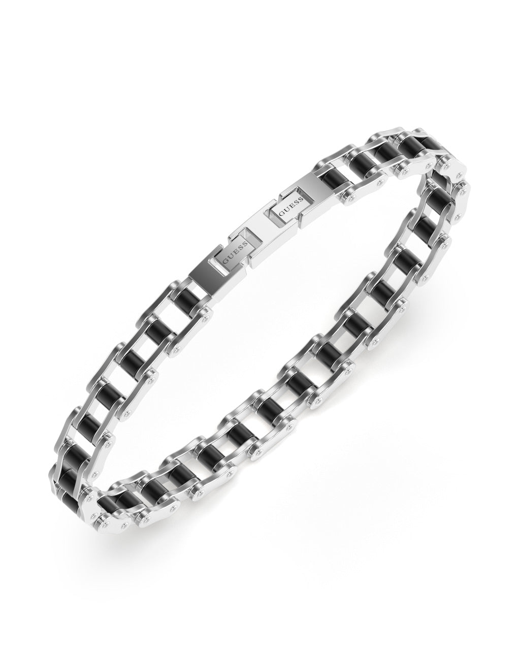 GUESS BICYCLE CHAIN SILVER & BLACK BRACELET