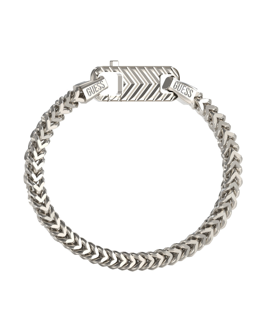 GUESS TEXTURED HOOK CHAIN SILVER BRACELET