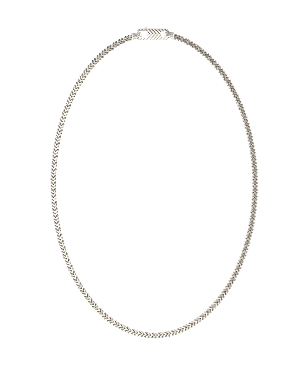 GUESS TEXTURED HOOK SILVER NECK CHAIN