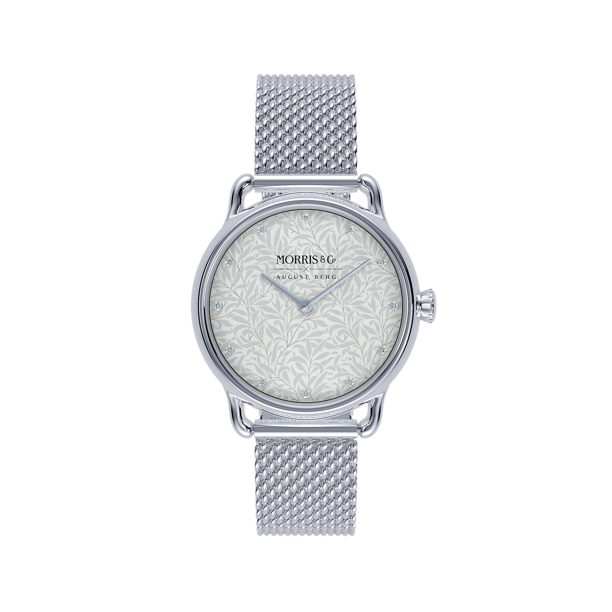 AUGUST BERG MORRIS PETITE SILVER MESH BAND WATCH