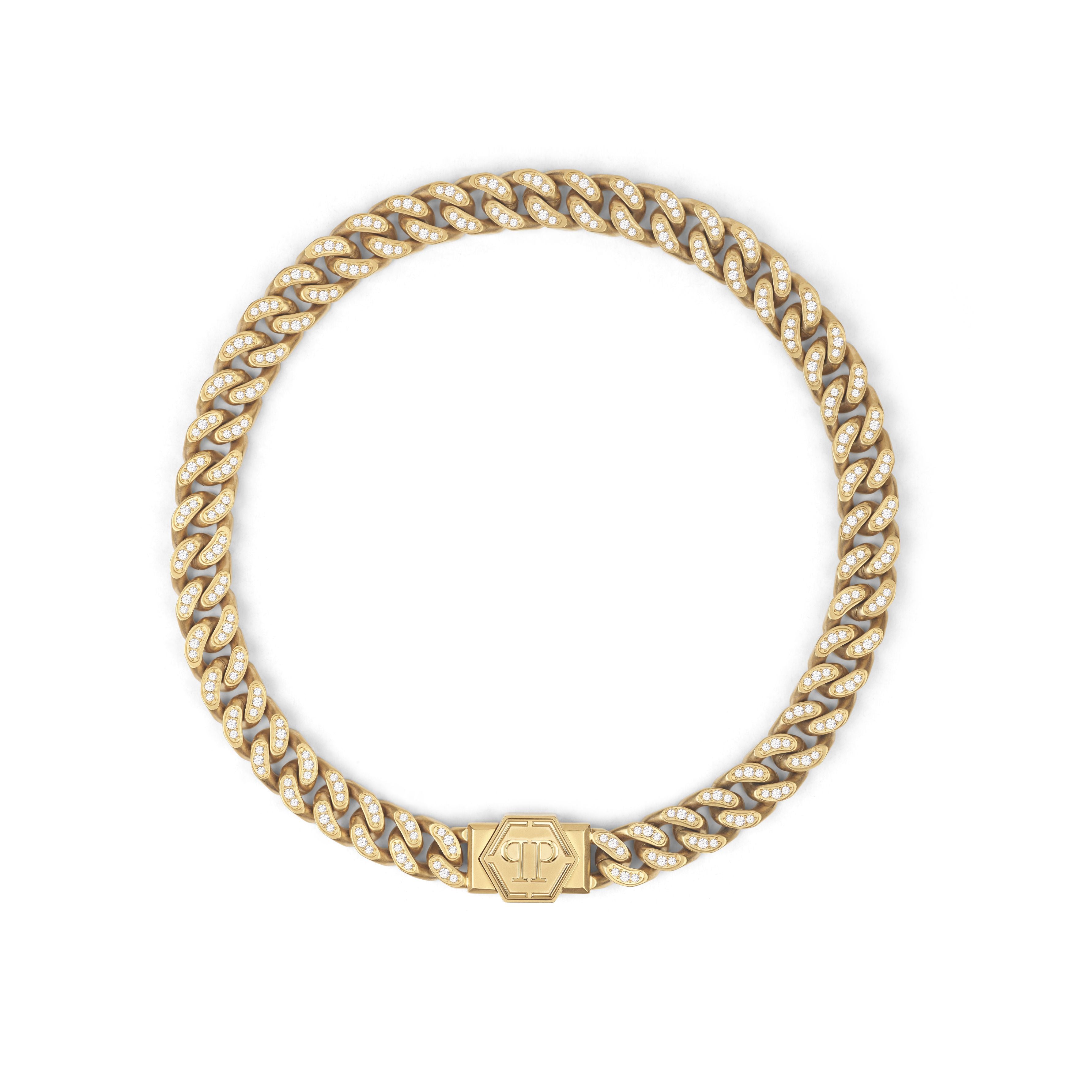 PHILIPP PLEIN HEXAGON GOLD CRYSTAL NECKLACE