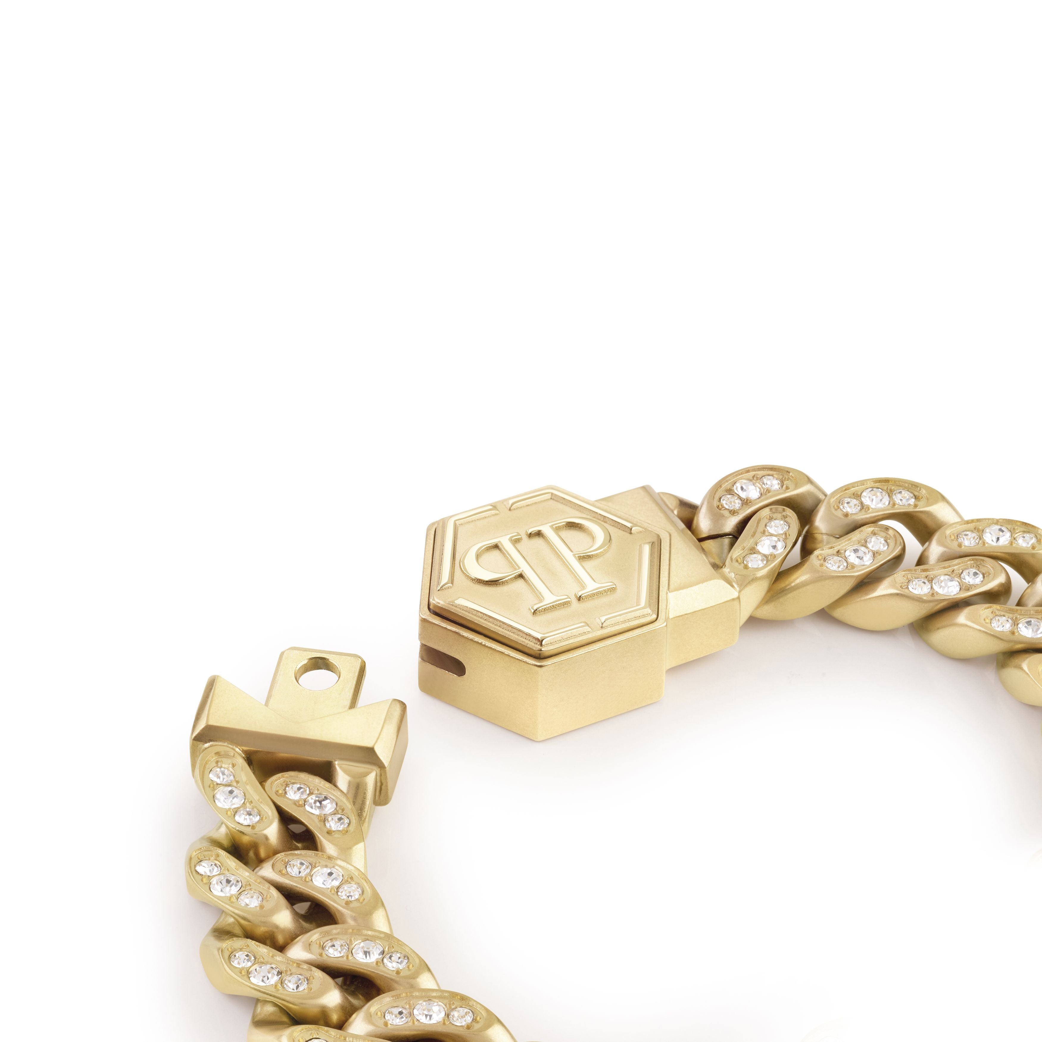 PHILIPP PLEIN HEXAGON GOLD CRYSTAL NECKLACE